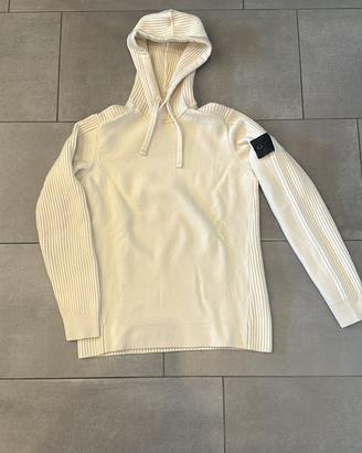 Stone island ghost felpa hoodie in cotone bianco