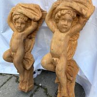 Coppia angeli in legno