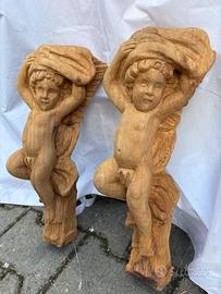 Coppia angeli in legno