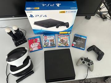 PS4 con giochi, VR, volante e pedaliera