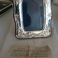 Cornice porta foto vintage in argento battuto 925