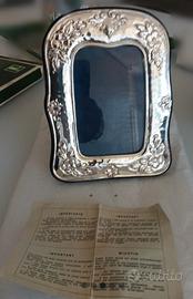 Cornice porta foto vintage in argento battuto 925