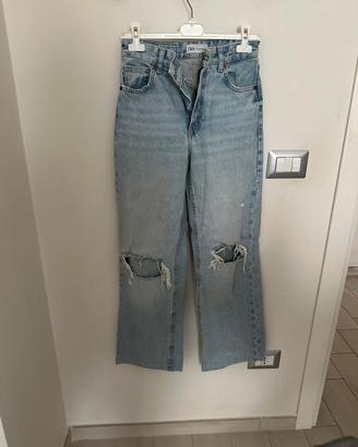 Jeans Zara wide leg strappati – Taglia 34 (XS)