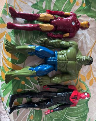 Set 3 Action Figure Marvel: Hulk, Iron Man, Spider