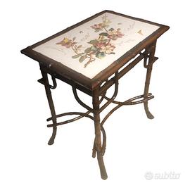 TAVOLINO IN BAMBU E CERAMICA PRIMI'900