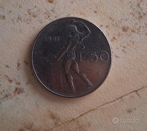 moneta vulcano 50 lire 1961