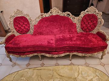 Set divano + 2 poltrone + tavolino stile barocco