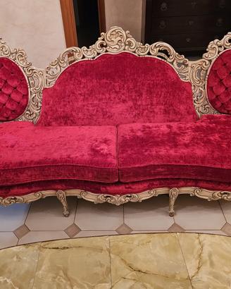 Set divano + 2 poltrone + tavolino stile barocco