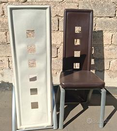 Sedie in pelle marrone e bianche