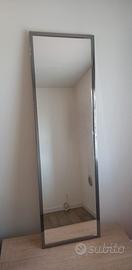 Specchio Figura Intera Cornice Argento Legno