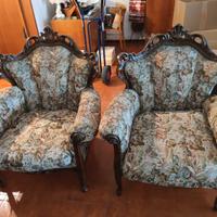 Divano 3 posti e 2 poltrone in tessuto 