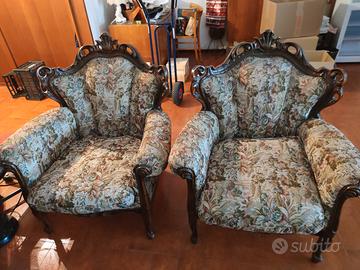 Divano 3 posti e 2 poltrone in tessuto 