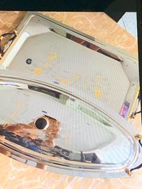 Vassoio e pesciera in acciaio c/ disegno in oro