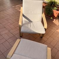 Poltrona e pouff impiallacciata betulla beige