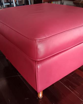 Grande pouf artigianale in pelle rossa