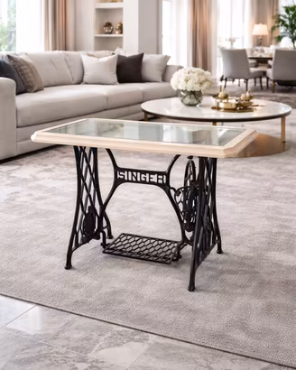 TAVOLINO IN GHISA "SINGER" COMPLETO CON PIANO TAVO