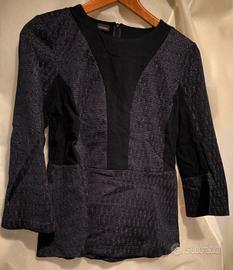 Maglia Pinko viola e nera con maniche a campana