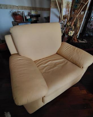 Poltrona in pelle, colore giallo chiaro. 