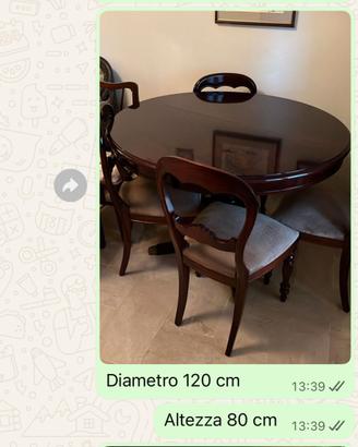 Tavolo rotondo allungabile stile classico Regency