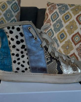 Scarpe donna sneaker camoscio patchwork n38