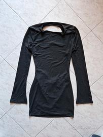 Mini Abito Sister Party Nero Aderente Schiena Scop