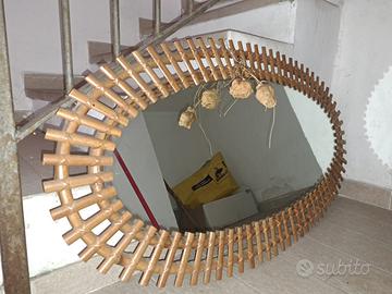 testiera comodini e specchio rattan