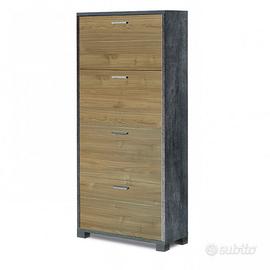Scarpiera Salvaspazio 4 Ante 154 cm Legno Naturale