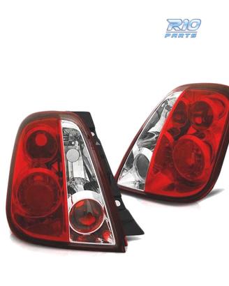 FARI PER FIAT 500 07- ROSSO BIANCO LOOK LEXUS