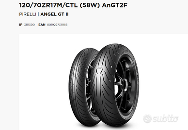 coppia pneumatici Pirelli 120/70/17 - 180/55/17