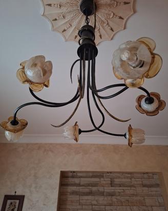 completo lampadario,  lumetti e piantana 