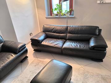 Divano in pelle nera Chateau D'Ax 200x85x75