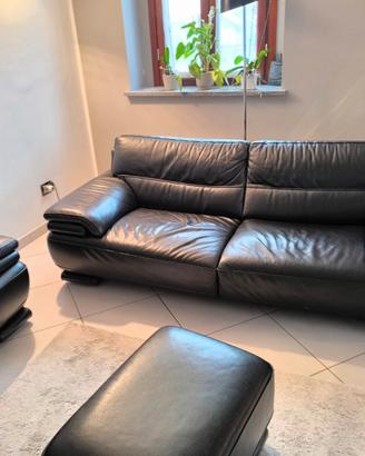 Divano in pelle nera Chateau D'Ax 200x85x75