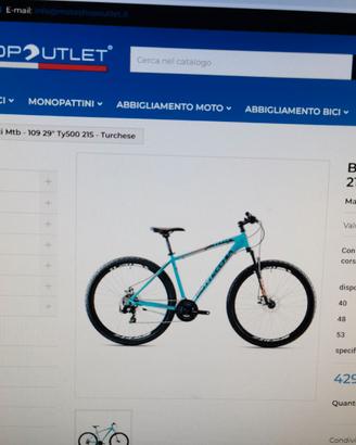 Bottecchia Bici Mtb - 109 29" Ty500 21S - Turchese
