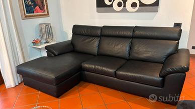 Divan con chaise longue ecopelle nero