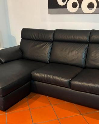 Divan con chaise longue ecopelle nero
