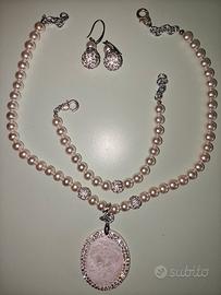 completo donna collana bracciale e orecchini perle