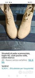 stivaletti di pelle scamosciata colore bianco, 