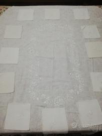 Tovaglia Ovale Antica x12 Puro Lino Ricamata Mano