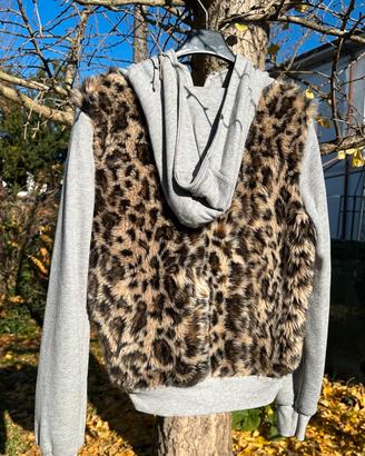 Felpa in pelliccia sintetica leopardata tg. S
