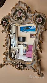 Specchio da parete in porcellana di Capodimonte