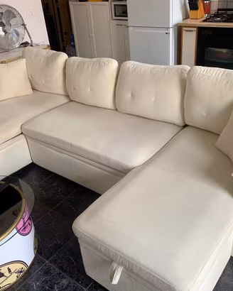 Divano letto a U con contenitore e porta bicchieri