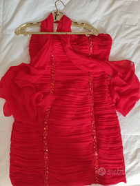 Vestito da cerimonia rosso con stola