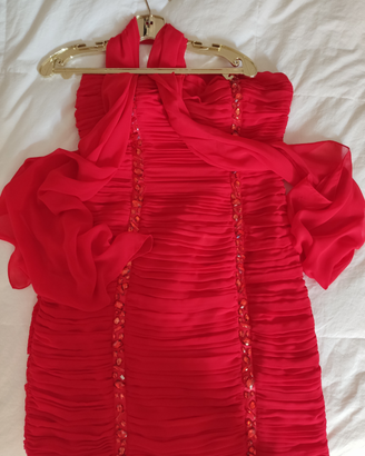 Vestito da cerimonia rosso con stola