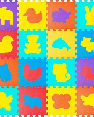 Tappeto Puzzle Bambini 16 Pezzi 120x120 cm Schiuma