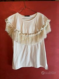 Maglia bianca con frange