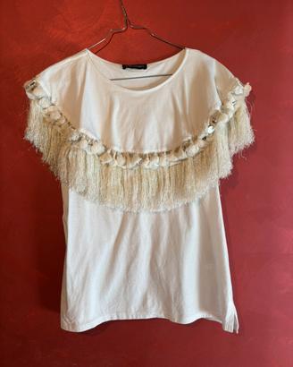 Maglia bianca con frange