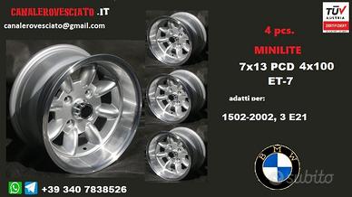Cerchi minilite 7x13 4x100 et-7 bmw 1502 2002 E21