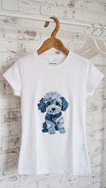 T-Shirt bianca donna tg. s cotone leggero doggy 