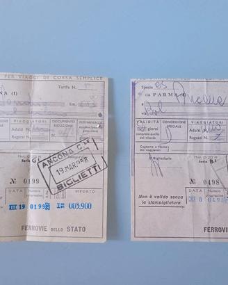 Coppia Biglietti Treno Storici 1957/1958