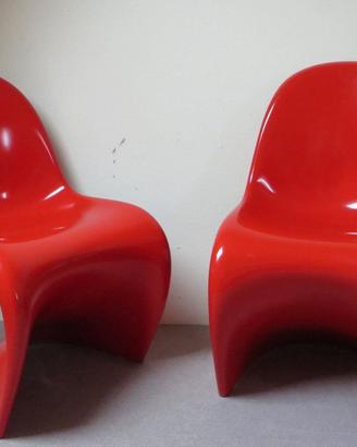 2 VERNER PANTON in Resina rosso Lucida di VITRA